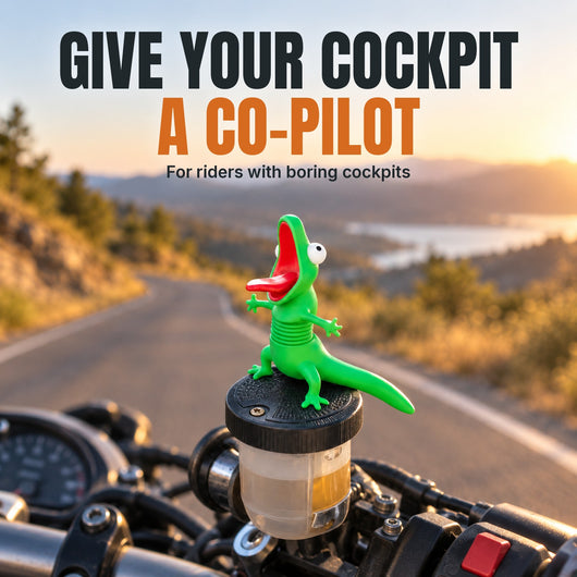Motorcycle Brake Reservoir Cap Lizard Topper - Bobbling Spring-Neck Novelty Figure — Give Your Cockpit A Co-Pilot